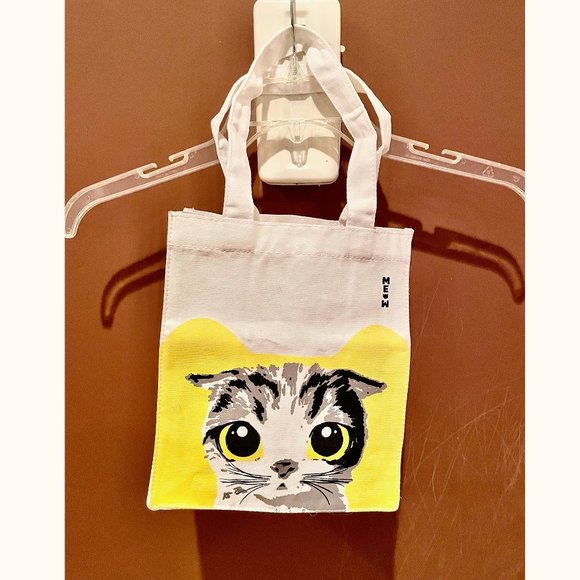 Meow Small Tote Canvas Bag Love the Cats Very Cute! - Picture 1 of 11